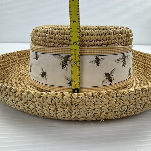 Mary Lake Thompson Straw Sun Hat Bee Ribbon Band Wide Brim Garden Cottage main image 4